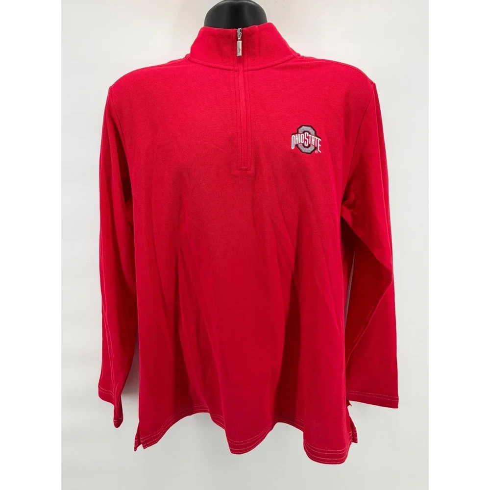 NWT Tommy Bahama Ohio‎ State Buckeyes IslandZone 1/4 Zip Red Supima Men's Medium